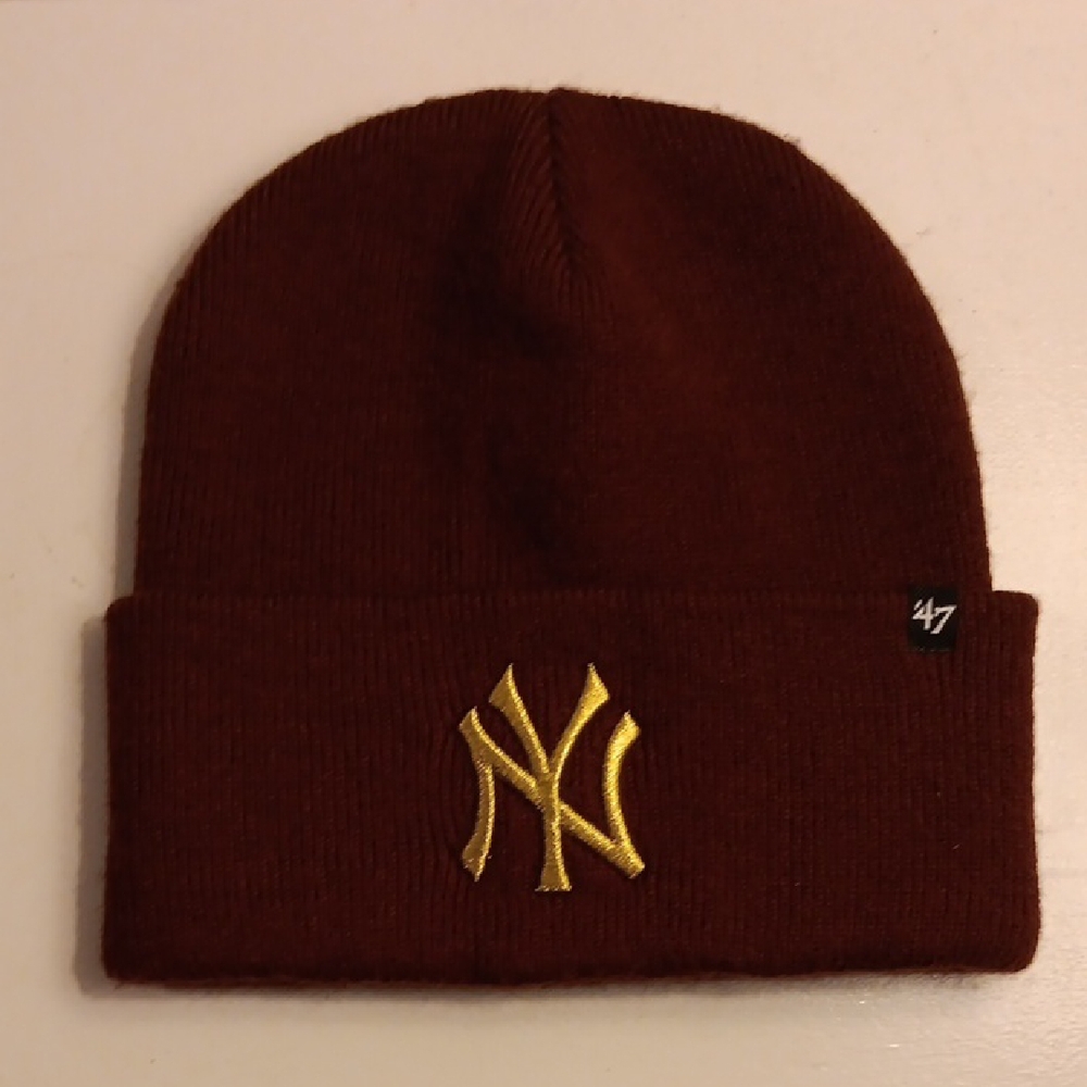 47 Burgundy Beanie with Yellow Emblem